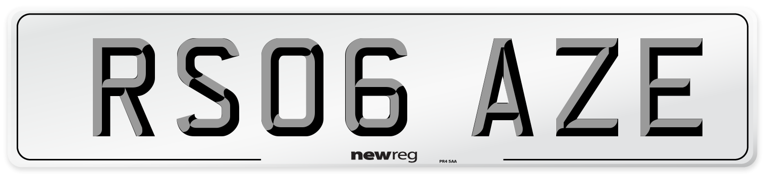 RS06 AZE Number Plate from New Reg